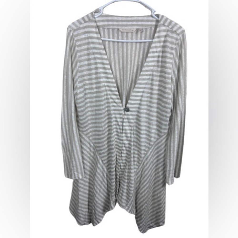 Soft‎ Surroundings Cascadia Ivory Striped Linen Thin Cardigan